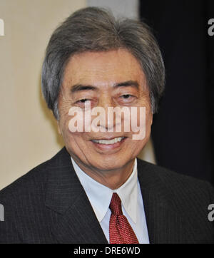Tokio, Japan. 22. Januar 2014. Japans ehemaliger Premierminister Morihiro Hosokawa besucht eine Pressekonferenz in Tokio, Japan, am 22. Januar 2014. Bildnachweis: AFLO/Alamy Live-Nachrichten Stockfoto