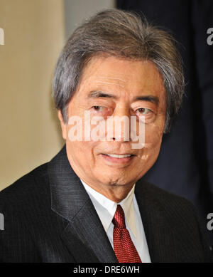 Tokio, Japan. 22. Januar 2014. Japans ehemaliger Premierminister Morihiro Hosokawa besucht eine Pressekonferenz in Tokio, Japan, am 22. Januar 2014. Bildnachweis: AFLO/Alamy Live-Nachrichten Stockfoto