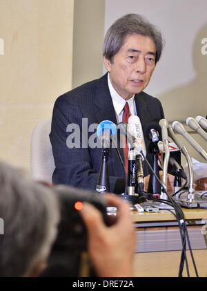 Tokio, Japan. 22. Januar 2014. Japans ehemaliger Premierminister Morihiro Hosokawa besucht eine Pressekonferenz in Tokio, Japan, am 22. Januar 2014. Bildnachweis: AFLO/Alamy Live-Nachrichten Stockfoto