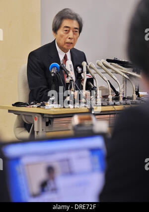 Tokio, Japan. 22. Januar 2014. Japans ehemaliger Premierminister Morihiro Hosokawa besucht eine Pressekonferenz in Tokio, Japan, am 22. Januar 2014. Bildnachweis: AFLO/Alamy Live-Nachrichten Stockfoto