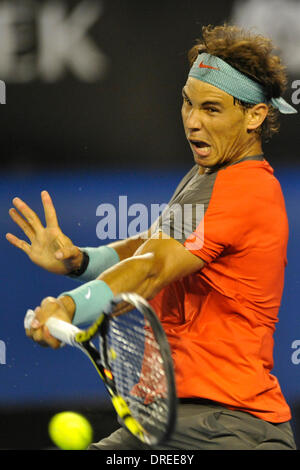 Melbourne, Australien. 24. Januar 2014. Rafael Nadal aus Spanien in Aktion am Tag zwölf der Australian Open aus Melbourne Park. Bildnachweis: Aktion Plus Sport/Alamy Live-Nachrichten Stockfoto