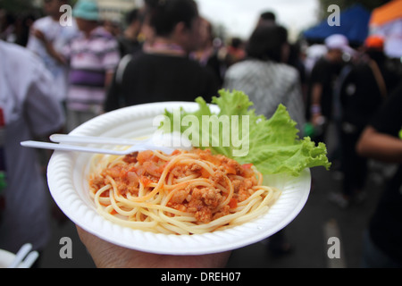 Spaghetti rot Souce mit Schweinefleisch Stockfoto