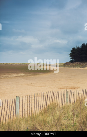 Die berühmten weit geschwungenen Sandstrand am Holkham, North Norfolk, UK Stockfoto