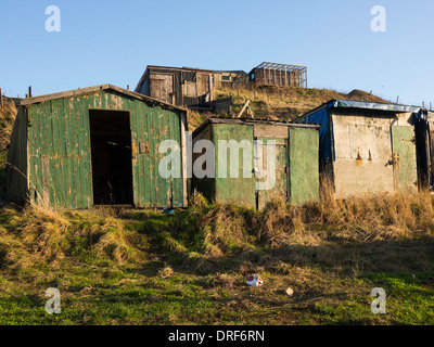 Alte Fischer Hütten am Skinninggrove Cleveland England UK Stockfoto