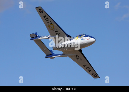 Gebauten britischen de Havilland Vampire im Flug bei einer Jet-Klasse Rennen in 2010 National Championship Races in Reno, Nevada. Stockfoto