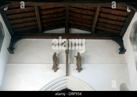 Kreuzigung an Wand in St. Marien Kirche, Redbourn, Hertfordshire, England, UK Stockfoto