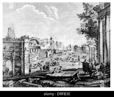 In Campo Vaccino, der Antike Roman Forum anzeigen. Von Claude Lorraine um 1650 Stockfoto