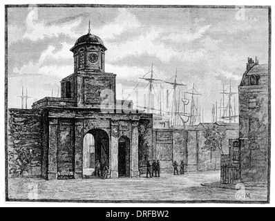 Eintritt in die East India Docks Blackwall, Ostlondon um 1880 Stockfoto
