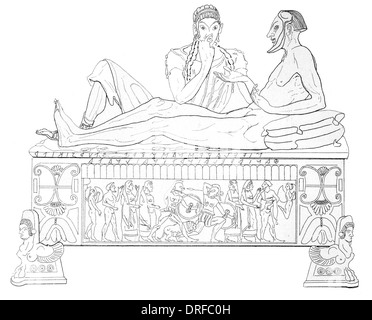 Etrurien Terracotta Sarkophag aus Caere Cervetri Vorderansicht Stockfoto