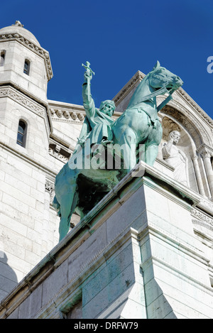 Reiterstatue von König Saint Louis-Basilika des Heiligen Herzens von Paris, Frankreich Stockfoto