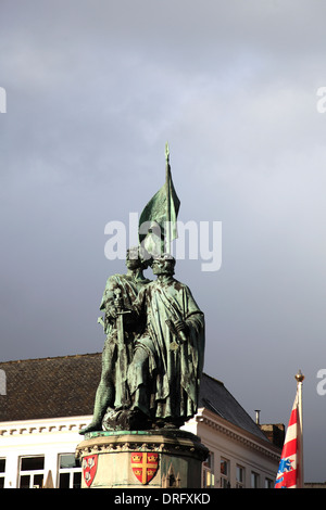 Die Jan Breydel und Peter De Conik Statue, Marktplatz, Brügge City, West-Flandern, belgischen Region Flandern. Stockfoto