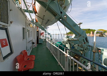 An Bord der Caledonian MacBrayne Fähre, der "Lord of the Isles", wie er fährt, Oban, Hochlandregion, Schottland, UK Stockfoto