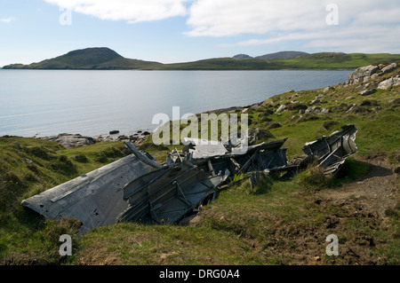 Wrack eines Catalina-Flugzeugen, die im Mai 1944 auf der Insel Vatersay, äußeren Hebriden, Schottland, UK stürzte Stockfoto