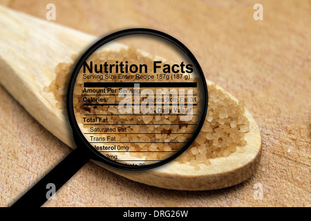 brauner Zucker Ernährung Fakten Stockfoto