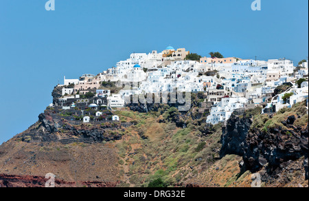 Großansicht von Imerovigli Dorf in Santorini, Griechenland. Stockfoto