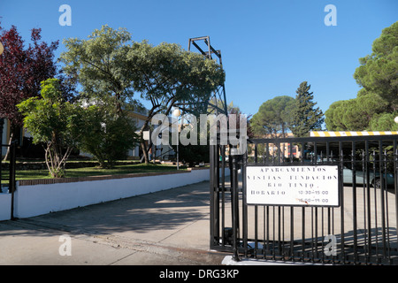 Eingang zum Museo Minero (Bergbaumuseum), Rio Tinto Bergbau Park (Minas de Riotinto), Huelva, Andalusien, Spanien. Stockfoto