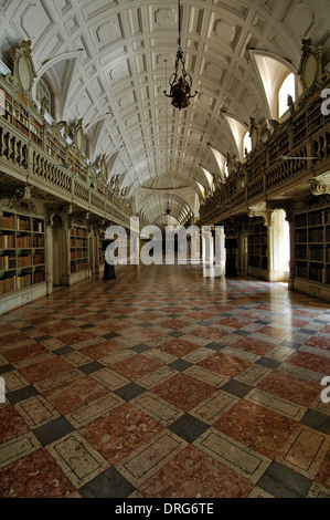 Das Rokoko Bibliothek innen Mosteiro Palácio Nacional de Mafra oder den Palast von Mafra einen monumentalen barocken und neoklassischen Palast Italianized Kloster in Mafra, Portugal Stockfoto