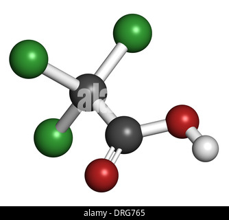 -Trichloressigsäure (TCA) Molekül. In dermatologischen Behandlung von Warzen und damit verbundene Hauterkrankungen eingesetzt. Stockfoto