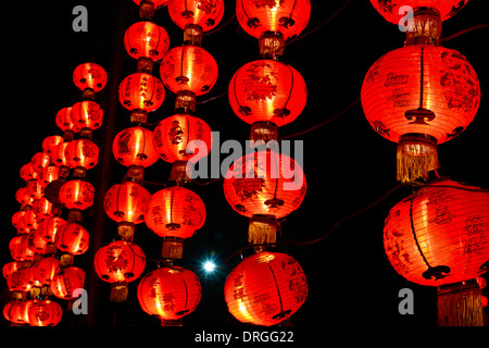 chinesische Laternen für chinese New Year in Nacht Stockfoto