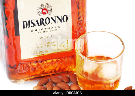 Kanada, QUEBEC, 6. Januar 2014: Disaronno Amaretto Likör ist ein importiertes Mandel aromatisierte Alkohol aus Italien. Stockfoto