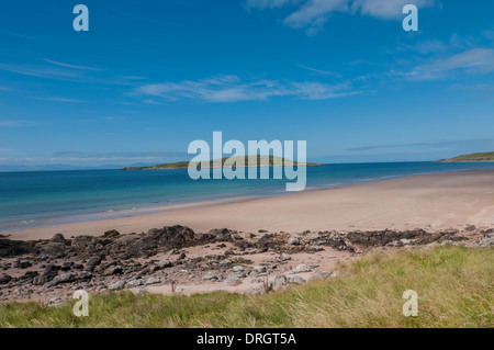 Die großen Sand nr Gairloch Ross & Cromarty Highland Schottland mit Isle of Longa Stockfoto