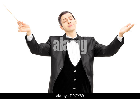 Männliche Dirigent Regie mit Taktstock Stockfoto