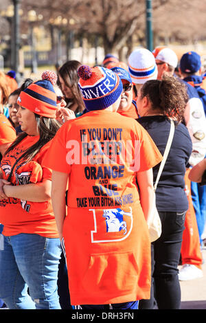 Denver, Colorado, USA. 26. Januar 2014.  Die Stadt Denver beherbergt eine Kundgebung wollen die Denver Broncos auch in den kommenden Superbowl. Bildnachweis: Ed Endicott/Alamy Live-Nachrichten Stockfoto