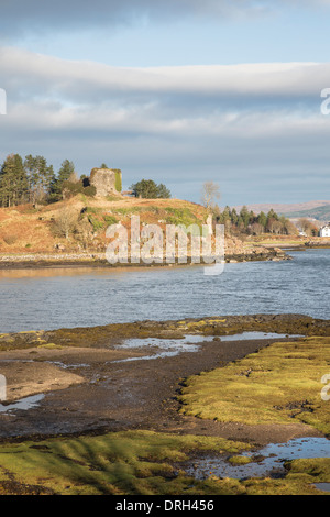 AROS Burgruine auf der Isle of Mull. Stockfoto