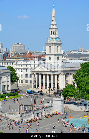 Blick hinunter auf Trafalgar Square und St. Martins im Bereich Kirche Stockfoto
