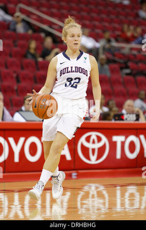 Fresno, CS, USA. 25. Januar 2014. 25. Januar 2014 gewonnen Fresno, CA - Fresno State Guard Natascha Hartvich im Spiel zwischen der Universität von Nevada-Las Vegas-Runnin'-Rebellen und der Fresno State Bulldogs im Save Mart Center in Fresno State Fresno, CA. 70 bis 52. © Csm/Alamy Live-Nachrichten Stockfoto