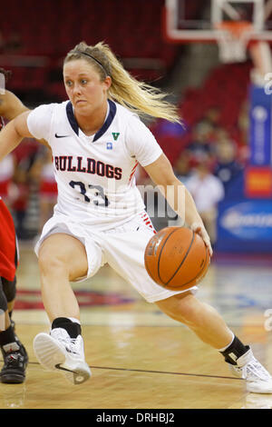 Fresno, CS, USA. 25. Januar 2014. 25. Januar 2014 gewonnen Fresno, CA - Fresno State Guard Taylor Thompson im Spiel zwischen der Universität von Nevada-Las Vegas-Runnin'-Rebellen und der Fresno State Bulldogs im Save Mart Center in Fresno State Fresno, CA. 70 bis 52. © Csm/Alamy Live-Nachrichten Stockfoto