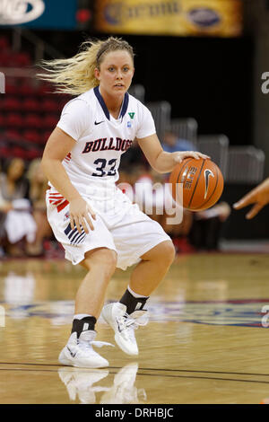 Fresno, CS, USA. 25. Januar 2014. 25. Januar 2014 gewonnen Fresno, CA - Fresno State Guard Taylor Thompson im Spiel zwischen der Universität von Nevada-Las Vegas-Runnin'-Rebellen und der Fresno State Bulldogs im Save Mart Center in Fresno State Fresno, CA. 70 bis 52. © Csm/Alamy Live-Nachrichten Stockfoto