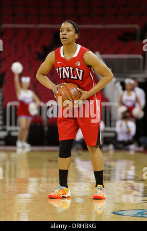 Fresno, CS, USA. 25. Januar 2014. 25. Januar 2014 gewonnen Fresno, CA - Nevada Las Vegas Wache Mia Bell im Spiel zwischen der Universität von Nevada-Las Vegas-Runnin'-Rebellen und der Fresno State Bulldogs im Save Mart Center in Fresno State Fresno, CA. 70 bis 52. © Csm/Alamy Live-Nachrichten Stockfoto