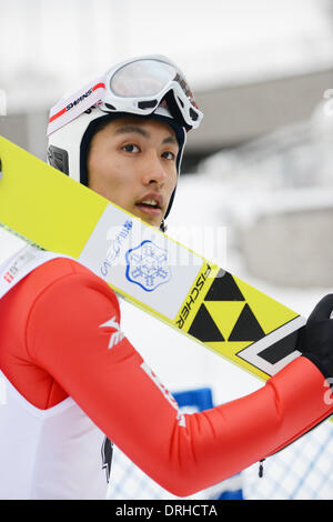 Sapporo, Hokkaido, Japan. 24. Januar 2014. Reruhi Shimizu (JPN) Skispringen: FIS Skisprung Welt Cup offizielles Training im Stadium der Okurayama springen in Sapporo, Hokkaido, Japan. © Hitoshi Mochizuki/AFLO/Alamy Live-Nachrichten Stockfoto