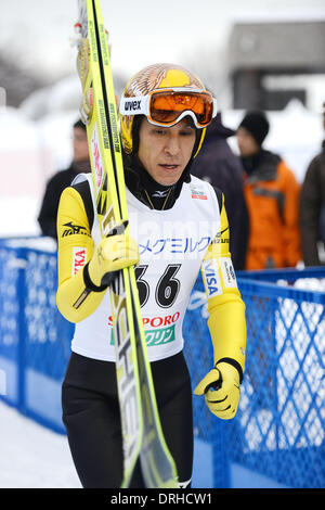 Sapporo, Hokkaido, Japan. 24. Januar 2014. Noriaki Kasai (JPN) Skispringen: FIS Skisprung Welt Cup offizielles Training im Stadium der Okurayama springen in Sapporo, Hokkaido, Japan. © Hitoshi Mochizuki/AFLO/Alamy Live-Nachrichten Stockfoto