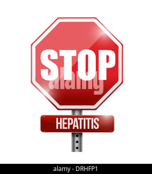 Hepatitis Straßenplanung Zeichen Abbildung auf einem weißen Hintergrund zu stoppen Stockfoto
