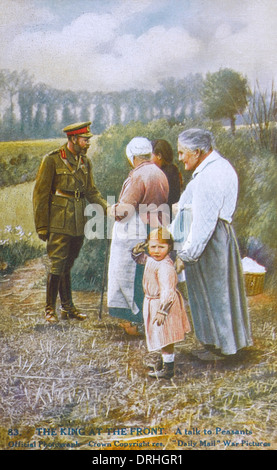 WWI - King George trifft einige ländliche Country-Folk Stockfoto