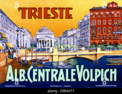 Jugendstil italienischen Werbung für ein Hotel in Triest Stockfoto