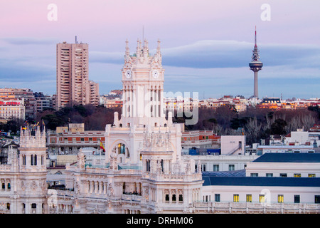 Cibeles Palast und Rathaus von Madrid, Piruli Tower, Spanien Stockfoto