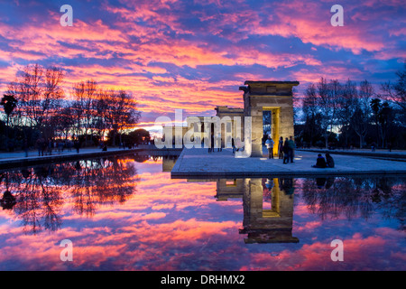 Sonnenuntergang in Templo de Debod, Madrid, Spanien Stockfoto