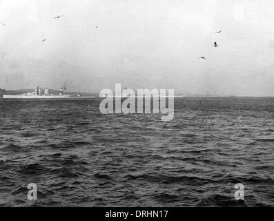 Britischen Schlachtkreuzer HMS Queen Mary und HMS Tiger, WW1 Stockfoto