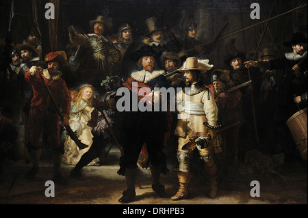 Rembrandt Harmenszoon van Rijn (1606-1669). Niederländischer Maler. Die Nachtwache, 1662. Rijksmuseum. Amsterdam. Holland. Stockfoto