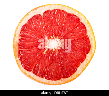 Scheibe von Grapefruit isoliert auf weißem Hintergrund Stockfoto