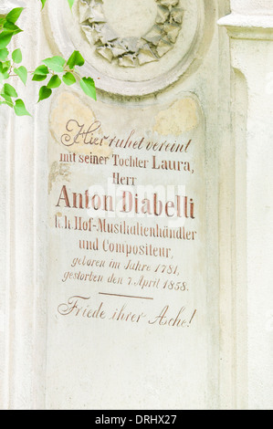 Grabstätte des österreichischen Komponisten, Noten Herausgeber und Redakteur Anton Diabelli, Friedhof st. Marx, Wien, Österreich Stockfoto