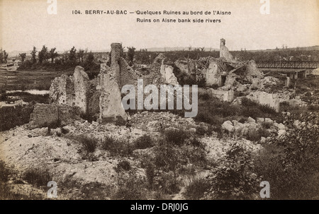 WWI - Berry-au-Bac, Frankreich - Ruinen - Aisne Fluss Stockfoto