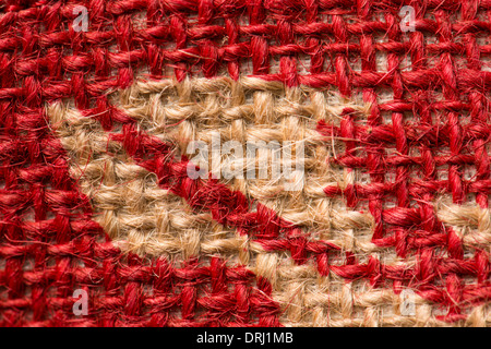 Makro-rot und Beige Teppich Textur Stockfoto