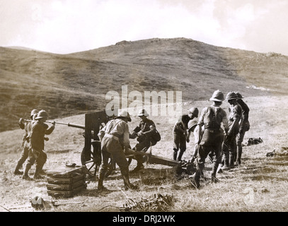 Britische "Gunners" auf Balkan Front, WW1 Stockfoto