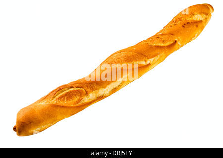 frischem Baguette isoliert auf weißem Hintergrund Stockfoto