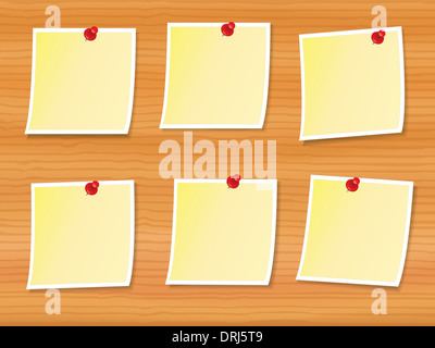 Darstellung der sechs Noten merken auf Holzbrett Stockfoto