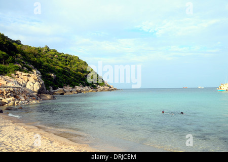 Morgen am sandigen Strand von Ao Leuk in Insel Koh Tao, Thailand Stockfoto